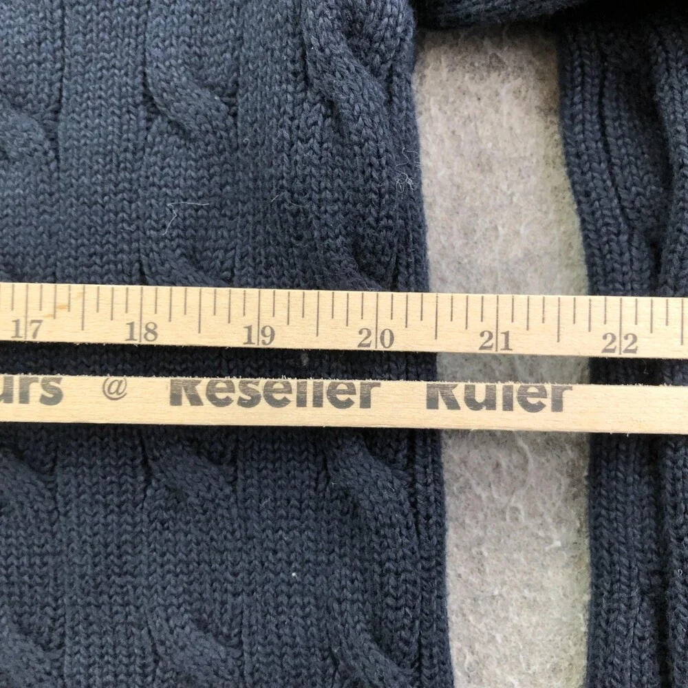 Polo Ralph Lauren Sweater Mens Large Blue Cable Knit Hooded Pullover Logo